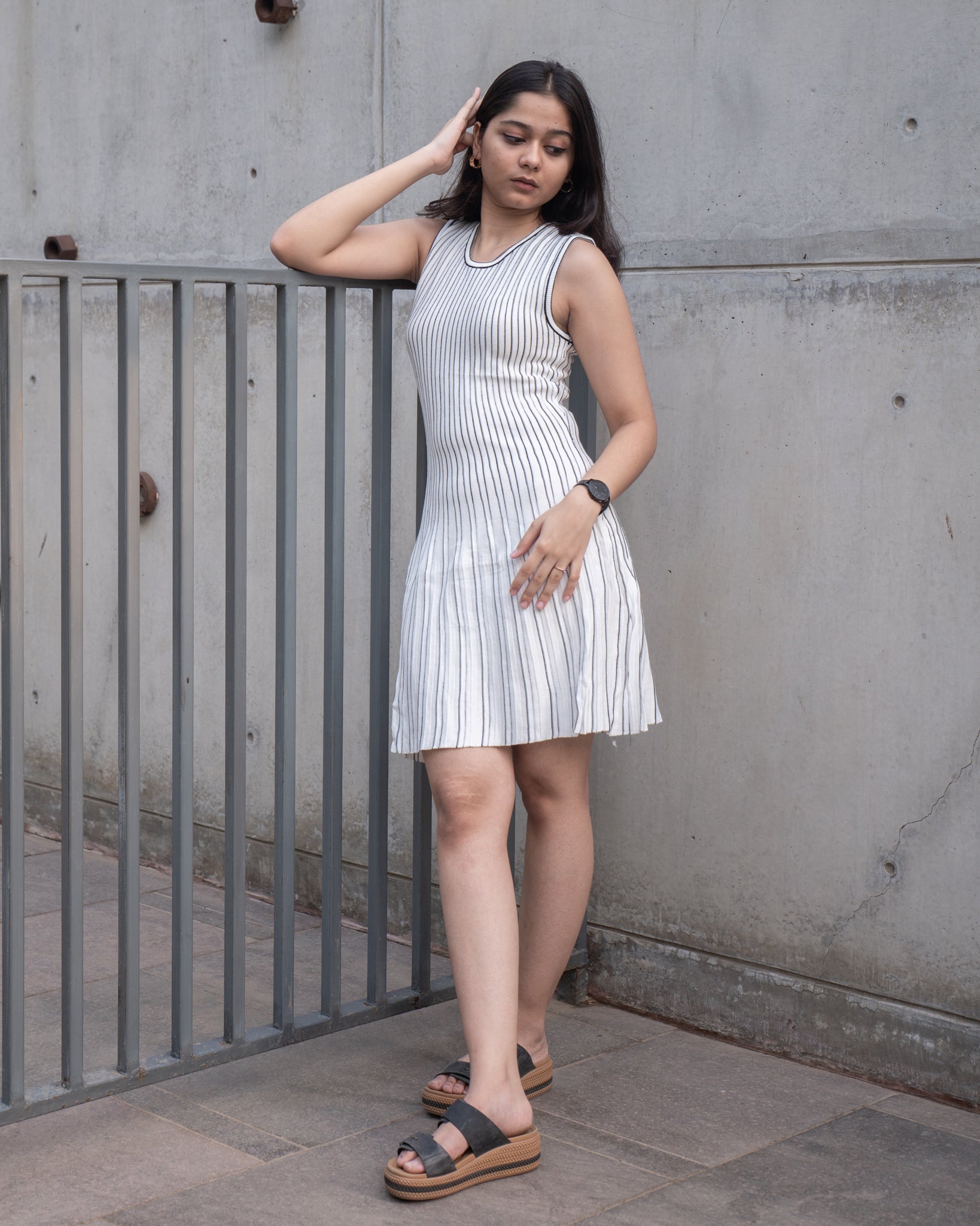 Striqa White Striped Dress